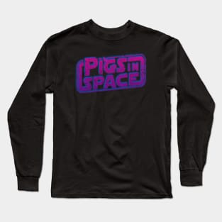 Pigs in Space // Retro Neon Distressed Style Long Sleeve T-Shirt